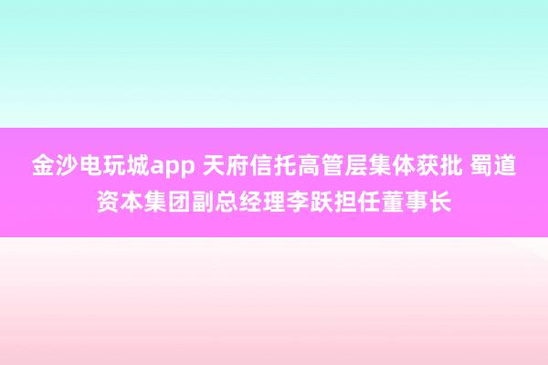 金沙電玩城app 天府信托高管層集體獲批 蜀道資本集團副總經(jīng)理李躍擔任董事長
