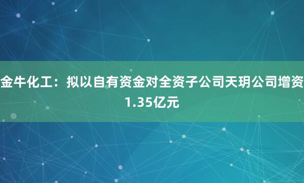 金?；ぃ簲M以自有資金對全資子公司天玥公司增資1.35億元