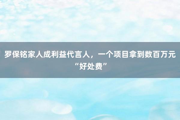 羅保銘家人成利益代言人，一個(gè)項(xiàng)目拿到數(shù)百萬(wàn)元“好處費(fèi)”