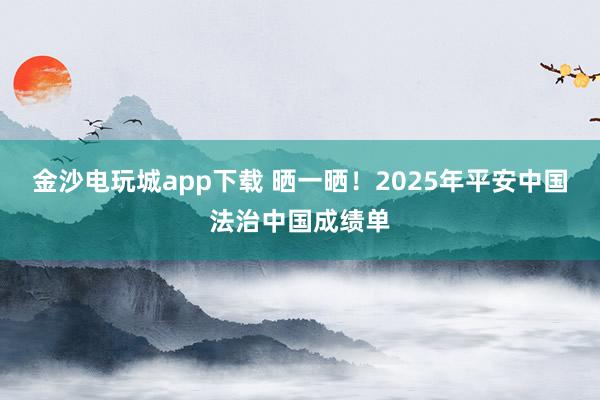 金沙電玩城app下載 曬一曬！2025年平安中國法治中國成績單