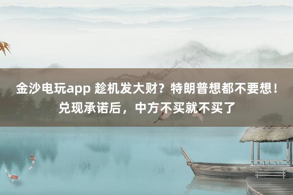 金沙電玩app 趁機發大財？特朗普想都不要想！兌現承諾后，中方不買就不買了