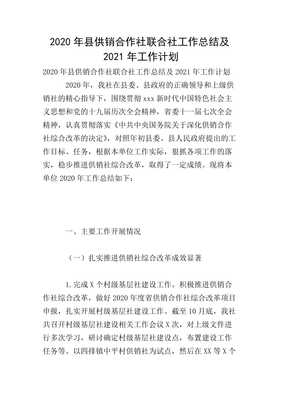 20xx年縣供銷合作社聯(lián)合社工作總結及20xx年工作計劃